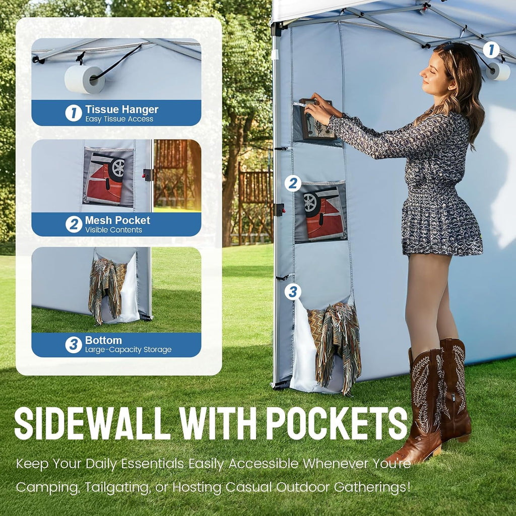 Canopy Tent 10x10 Pop Up Canopy Outdoor Shade with Pockets Sidewall