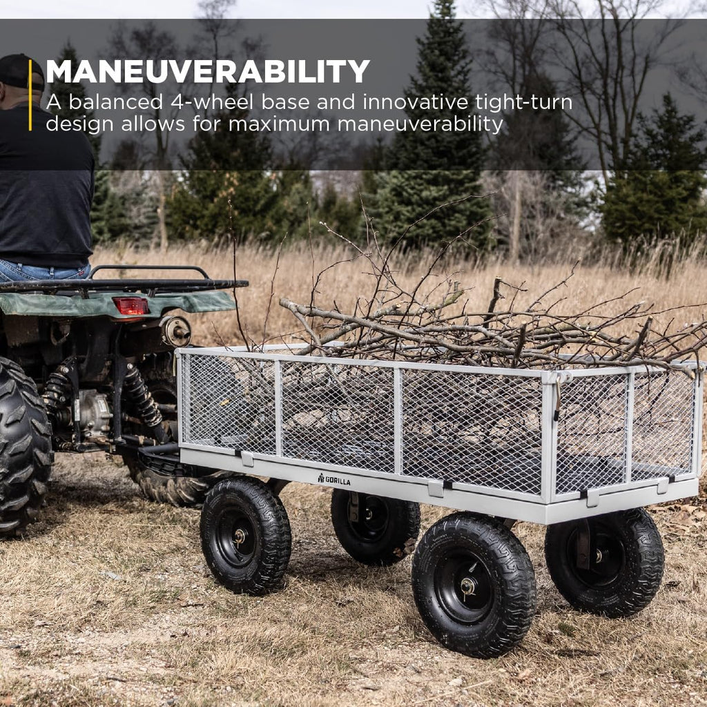 Steel Utility Garden Cart, 1000 lb. Capacity, Gray | 1,000-lb Capacity Steel Utility Garden Cart for Contractors and