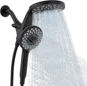 High Pressure Rain Shower Head with Handheld Spray Combo: Detachable Dual Shower Head with 10 Sprays Modes