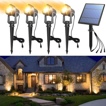 Solar Spot Lights Outdoor 4-in-1 Solar Landscape Lights Dusk to Dawn Solar Uplights IP65 Waterproof 9.8ft Cable