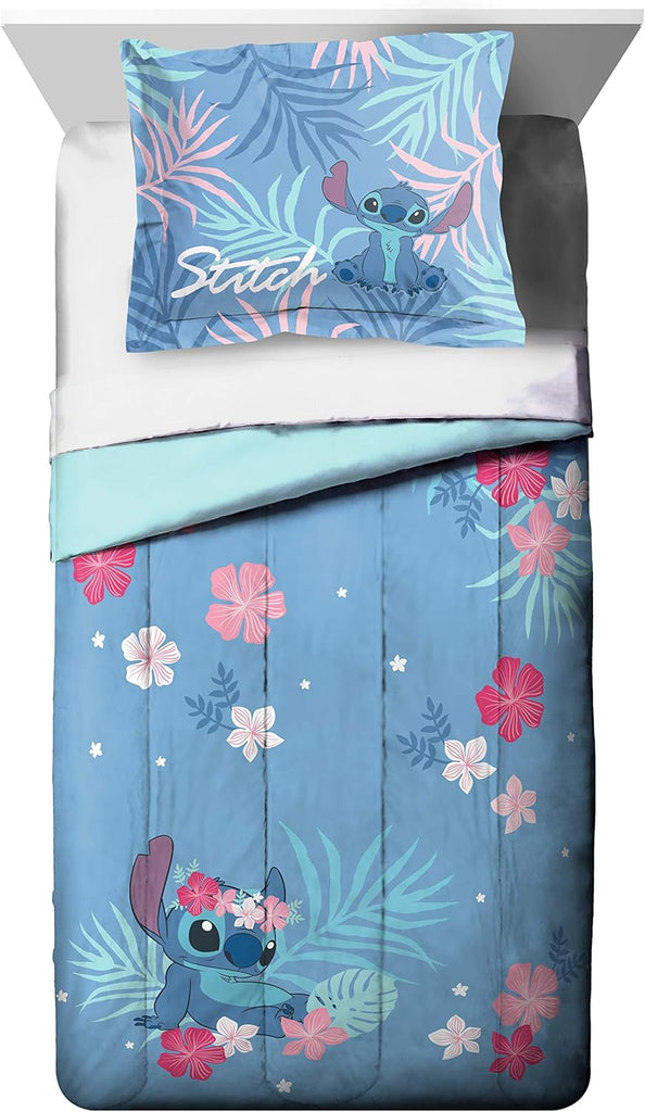 Lilo & Stitch Paradise Dream Comforter & Sham Set - Super Soft Kids Reversible Bedding - Fade Resistant