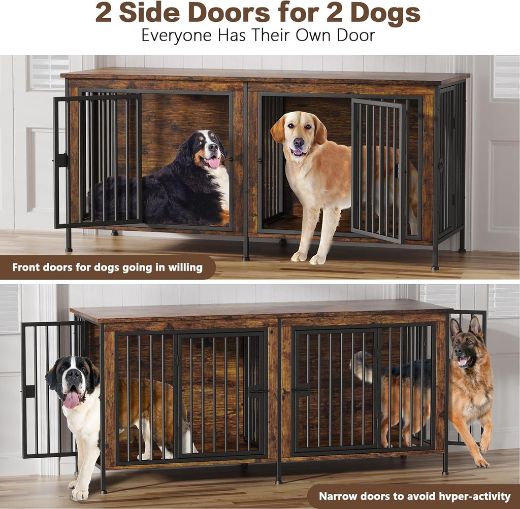 Dog Crate Furniture for 1 or 2 Dogs, Heavy Duty Single/Double Dog Crates for Small/Medium/Large Dogs