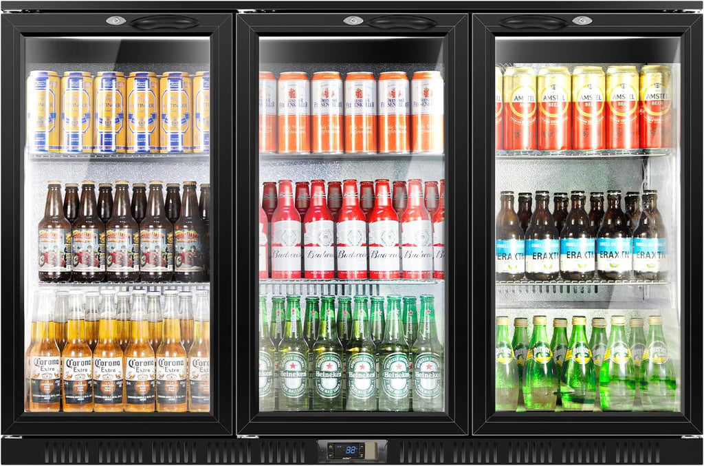 Back Bar Cooler With 3 Glass Doors, 312L Under Counter Back Bar Refrigerator wit