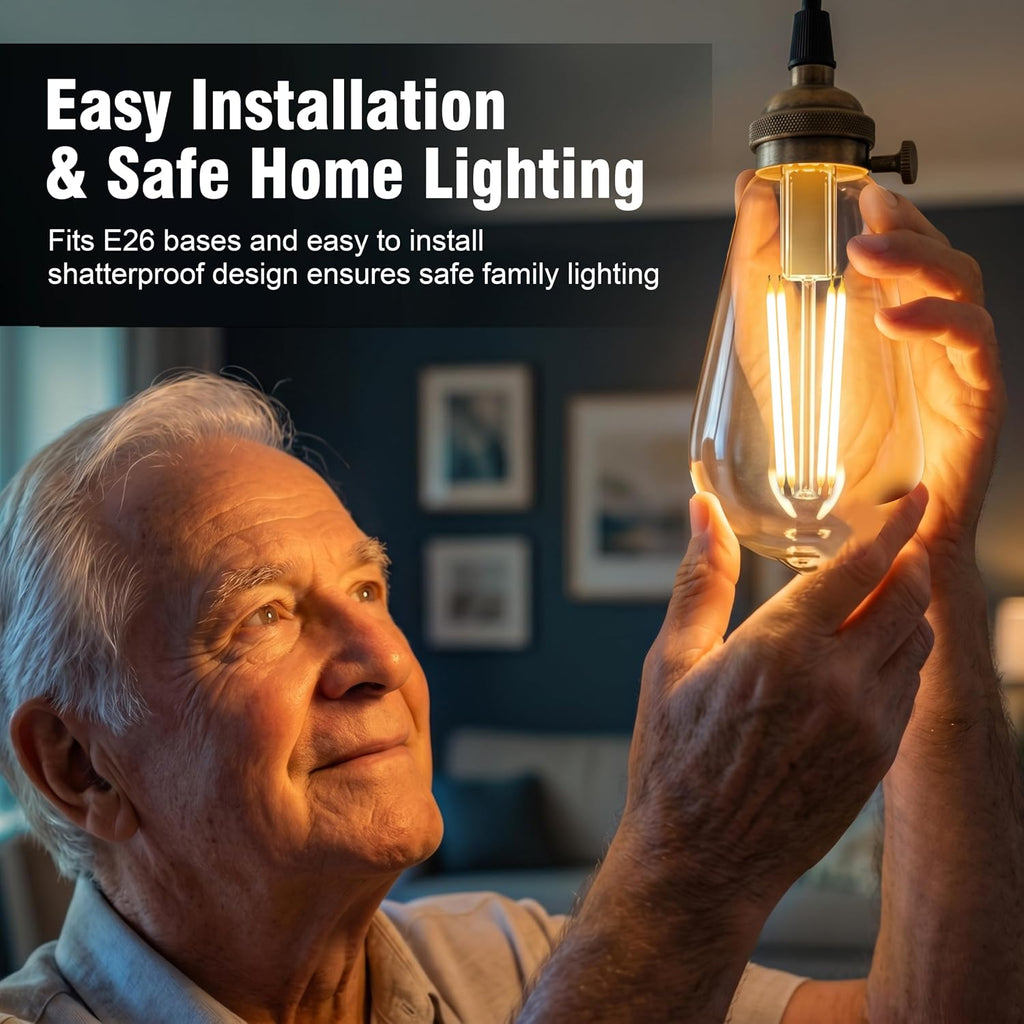 Shatterproof LED Edison Light Bulbs, 60W Equivalent, E26 Dimmable