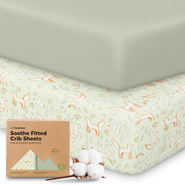 2pk Organic Cotton Crib Sheets for Boys Girls 52x28, Foxtrot