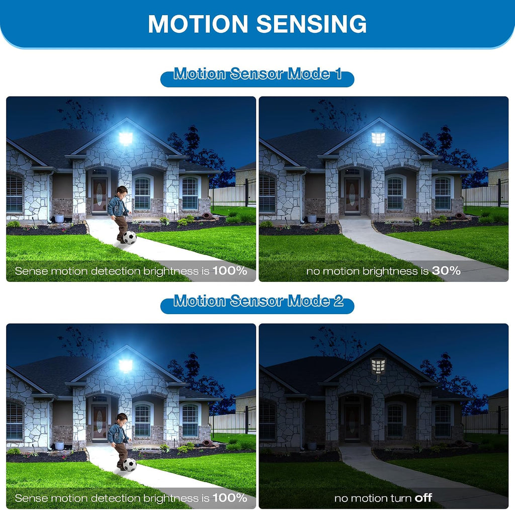 Solar Lights Outdoor, 6500K Motion Sensor Security Lights, 2-Pack | IP66 waterproof with dusk to dawn lighting