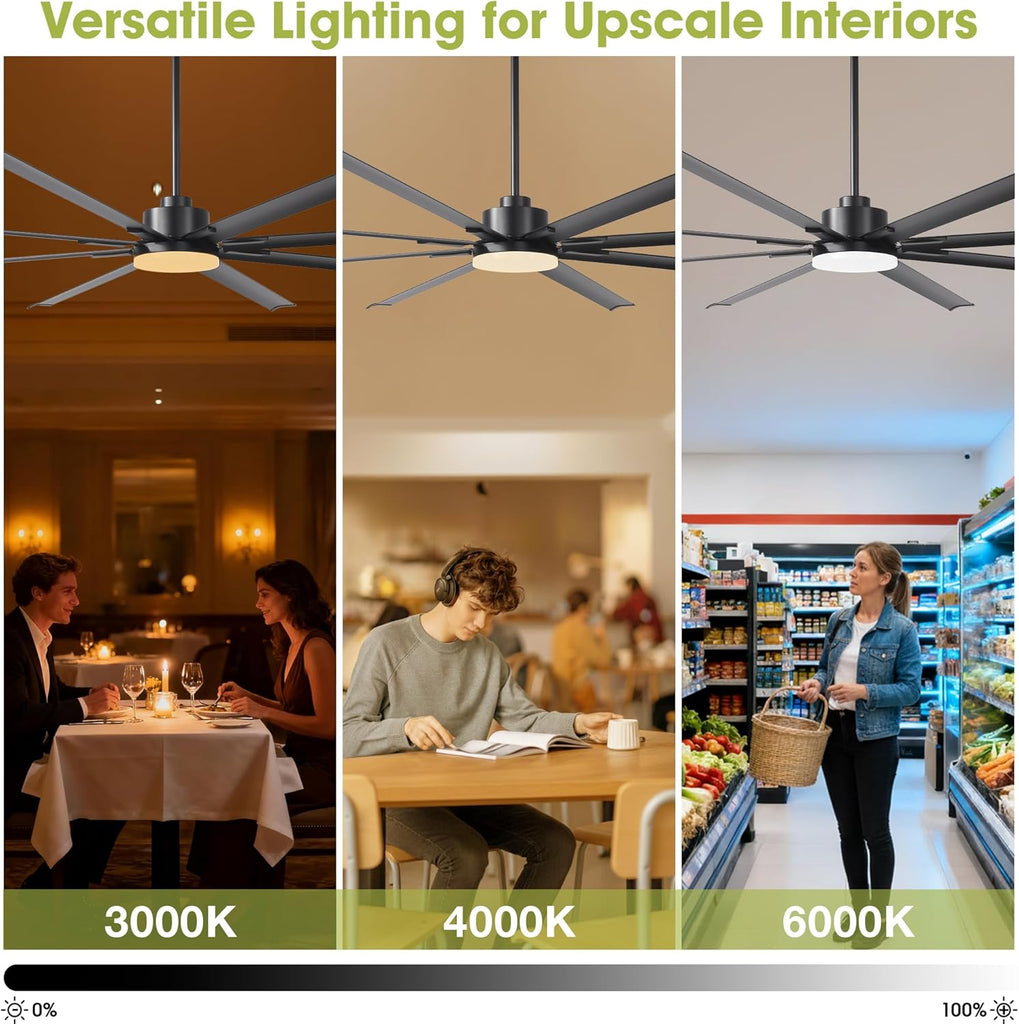 100" Ceiling Fan with LED Light and Remote - Black