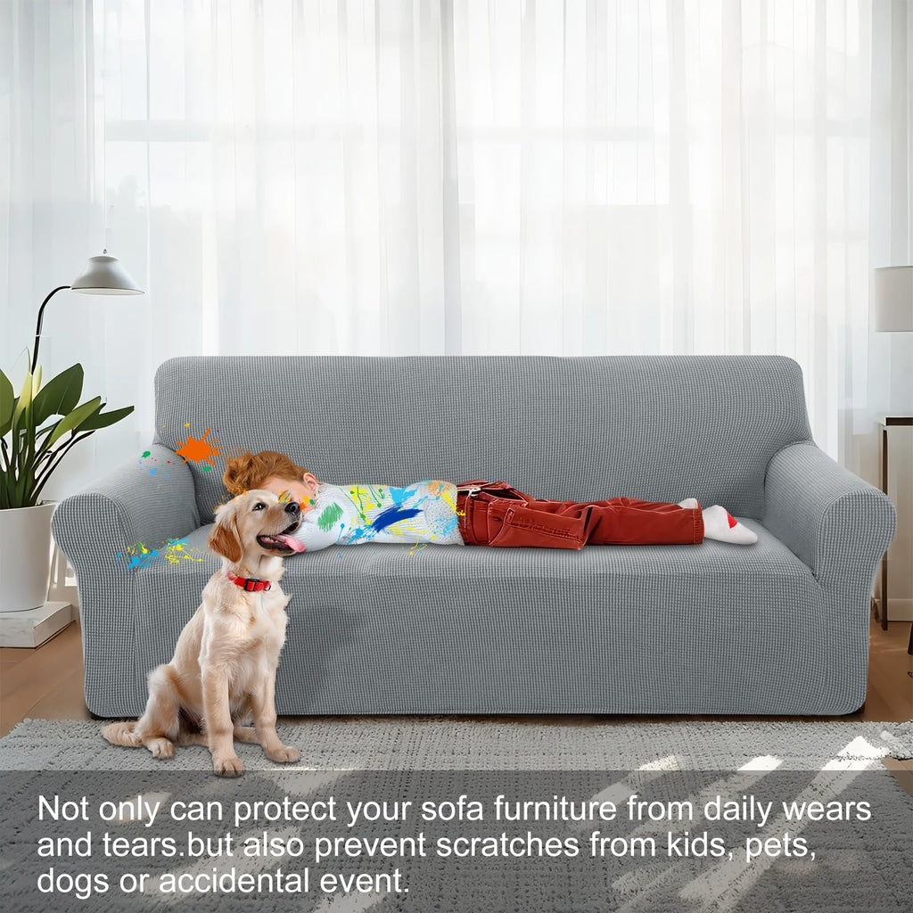 Stretch Couch Covers for Sofa Washable, Large, Light Grey