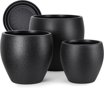 Plant Pots 17.5/14.8/12.2 inch Set of 3, Flower Pots with Drainage Holes, Large Planters for Indoor Outdoor Garden