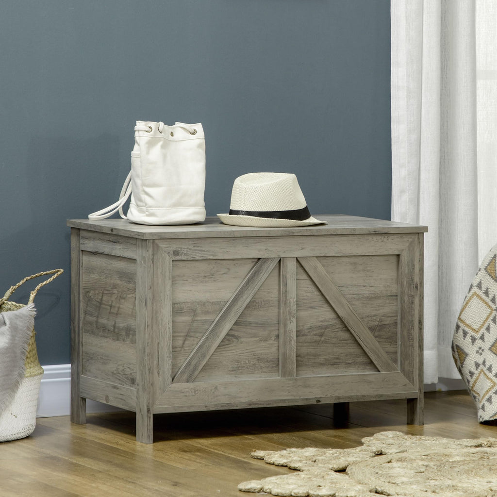 30" Farmhouse Storage Bench Lift Top Storage Chest in Gray