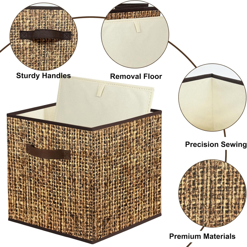 12x12 Cube Storage Bins - Fabric Cubby Bins with Dual Handles, Collapsible Storage Organizer for Shelf, Closet