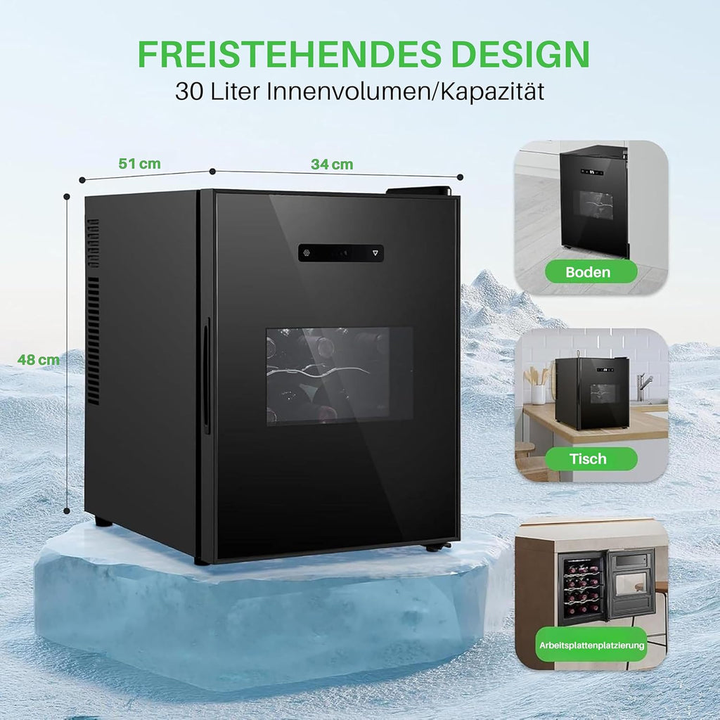 12 Bottle Slim Wine Fridge | Great for Both Red & White Wines | Adjustable Tempe