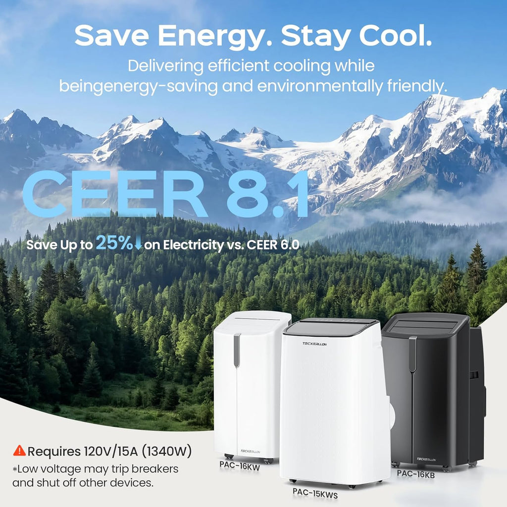 15000 BTU Portable Air Conditioners Cools Up to 800 Sq.Ft., 4-in-1 Smart Portable AC Unit with Cooling, Dehumidifier