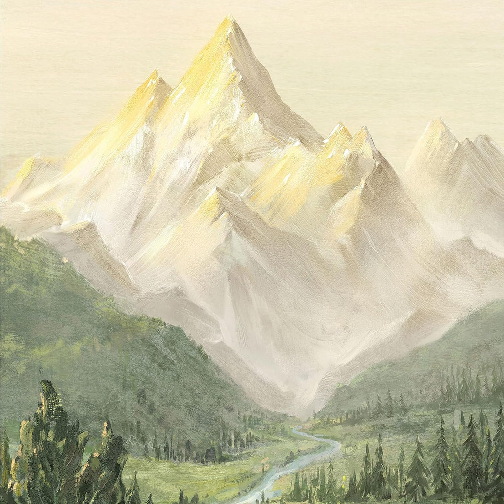 Framed Large Mountain Wall Art , Vertical Green Forest Landscape Canvas Artwork for Walls, Nature Scenery Painting