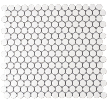 Penny Round Porcelain Tile Pearl White 12x12 Matte 9.87 sq ft/case 10-Pack