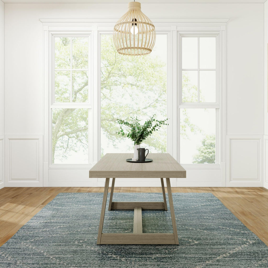 Classic 72 Inch Dining Table, Rectangular, Seashell Wirebrush