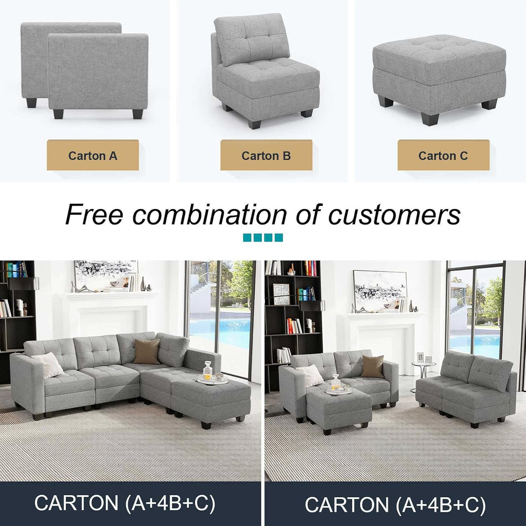 Modular Sectional Sofa L Shaped Sofa Couch with Storage Seats Convertible Sectional Couch Modular Sofa with