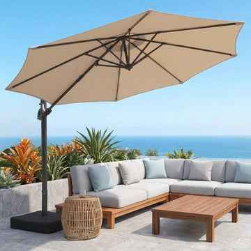 9' x 12' Cantilever Offset Patio Umbrella with Base Included
