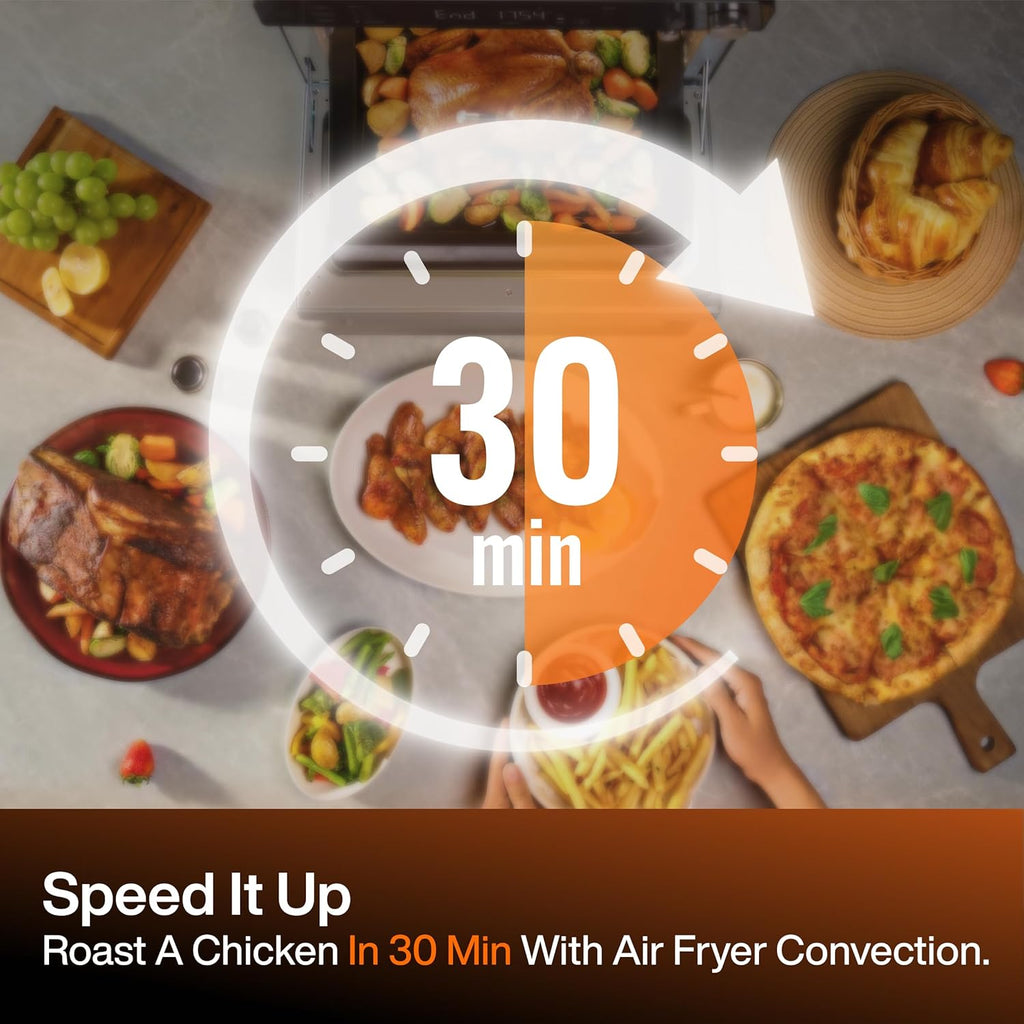 Sync Oven with Smart AI Wireless Meat Thermometer Probe, 12‑in‑1 Countertop Air Fryer Toaster Oven Combo, 360° Turbo