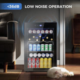 4.5 Cu.ft Beverage Refrigerator and Cooler,145 Can Mini Fridge Glass Door with D