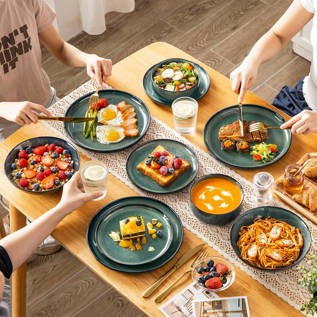 Starry Plates and Bowls Sets for 6, 24 Pieces Dinnerware Sets