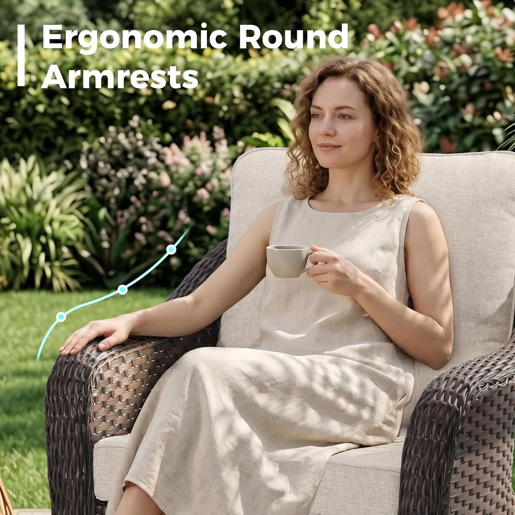 55 inch Outdoor Wicker 2 Seater Sofa, All-Weather Use Patio Rattan Loveseat with Seat and Back Cushion, Ideal for