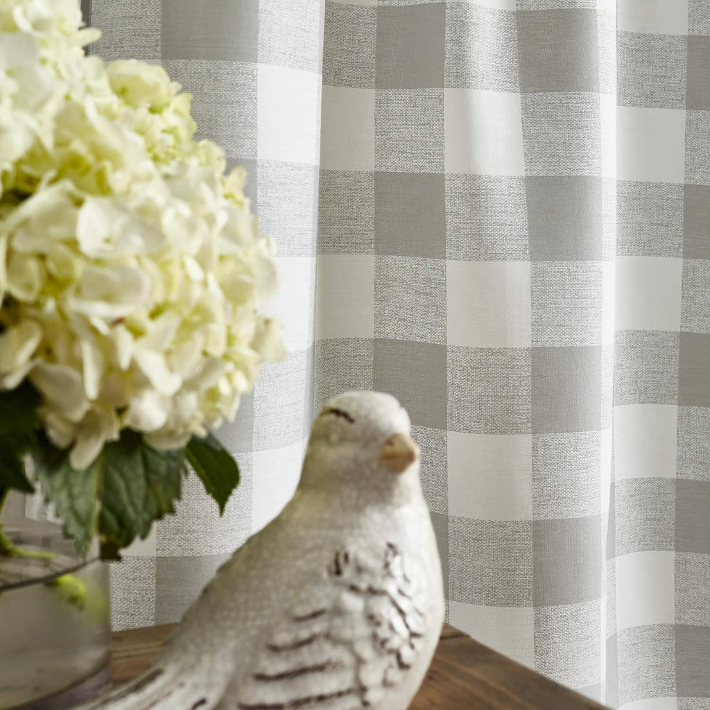 Country Modern Rustic Farmhouse Buffalo Check Kitchen Curtains Window Valance and Cafe Tiers, 3-Piece Set, 36-inch