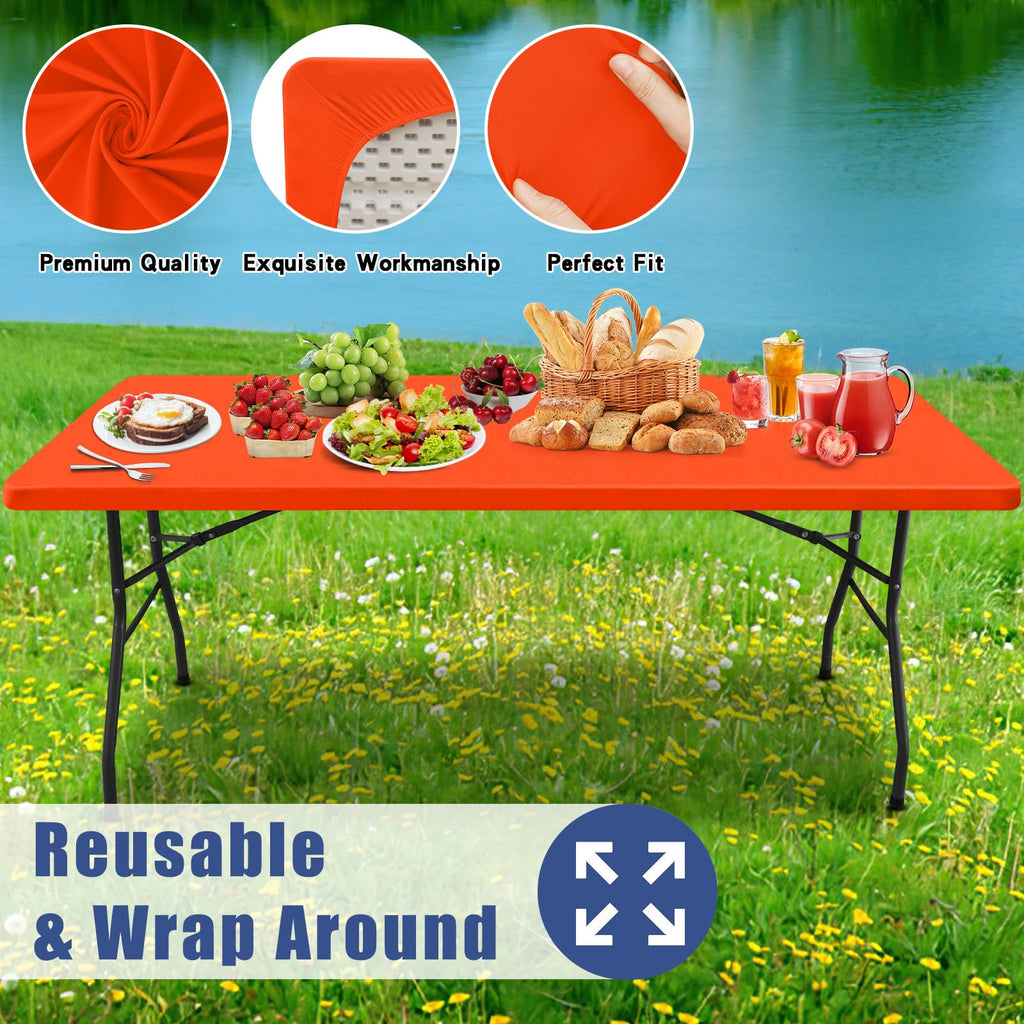 Rectangle Spandex Fitted Table Cloth, 4FT Elastic Tablecloth