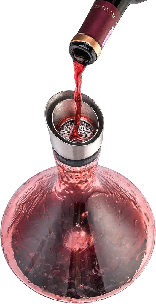 YouYah Wine Decanter Set,Red Wine Carafe with Built-in-Aerator,Wine Aerator,Wine Gifts for Christmas,Stainless Steel