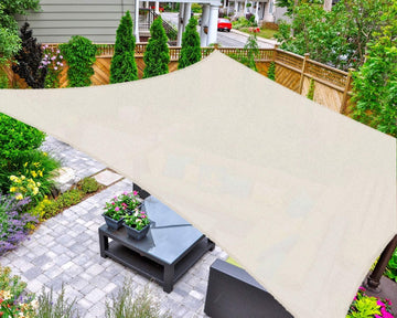 Sun Shade Sail Rectangle 16' x 20' UV Block Canopy Backyard Lawn Garden Outdoor Activities, Cream