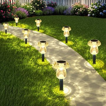 16Pack Solar Pathway Lights Outdoor Warm White Mushroom Decor