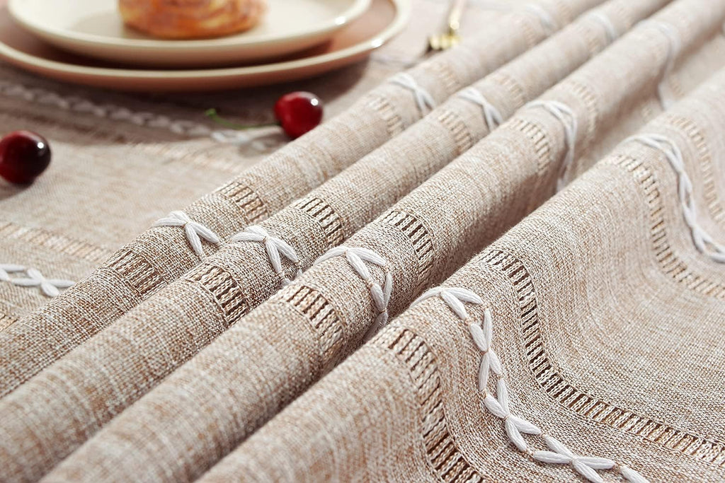60 x 84 inches Farmhouse Style Linen tablecloths, Wrinkle Resistant Washable Dining Room Table Cloth