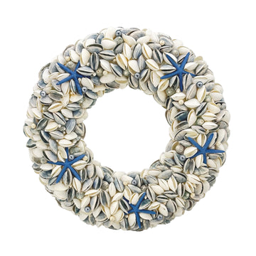 Natural Seashell Wreath w/Shells, Starfish, Pearls, Sea Snails - Spring & Summer Coastal Decor Beach House Indoor