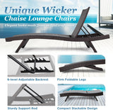 Katalina Chaise Lounge Set of 2-500lbs Support, UV Wicker, Ergonomic Wave Design, Reclining Backrest