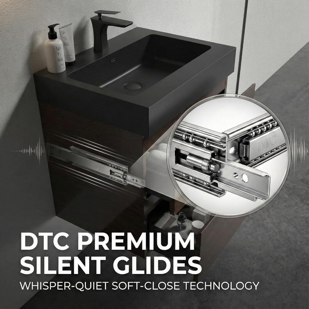36 Inch Bathroom Vanity with Sink, Overflow, Large Storage, Wall Mounted, Floating, Modern, One-Piece Sink Basin