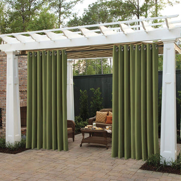 Outdoor Curtains Waterproof Grommet Top Thermal Insulated Blackout Outdoor Curtain Drape for Porch, Gazebo, Pergola