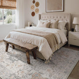 5x7 Washable Vintage Area Rug, Low Pile Non-Slip Chenille Carpet for Bedroom Dining Room Taupe Brown