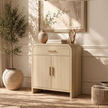 31.3" Modern Buffet Cabinet with Storage, Curved 2-Door Sideboard | Accent Storage Cabinet with Adjustable Shelves