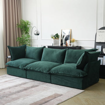 122.82" Cloud Sectional Couch for Living Room, Modular 3 Seats Sofas, Convertible Sectional Couches, Cushion Covers Removable, Two Corners and One Middle Sofa for Living Room (Green)