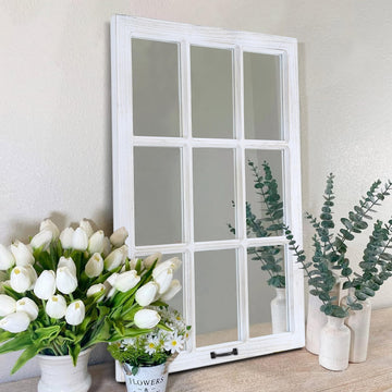 24"x36" Vintage Mirror, Solid Wood Windowpane Mirrors, Farmhouse Mirror for Wall, Rustic Home Wall Decor Accents