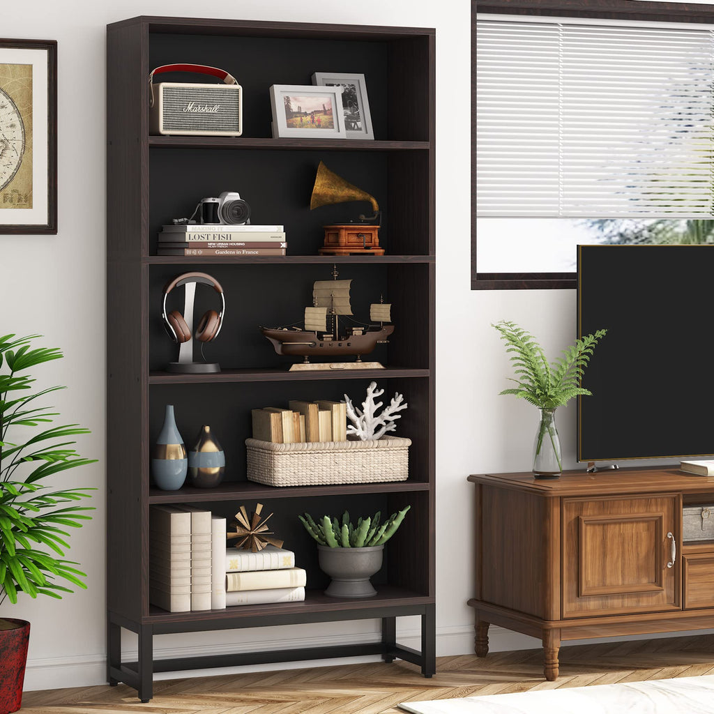 Tall Bookcase and Bookshelf, 70.8" Large Bookcases Organizer with 5-Tier Storage Shelves, Heavy Duty Free-Standing
