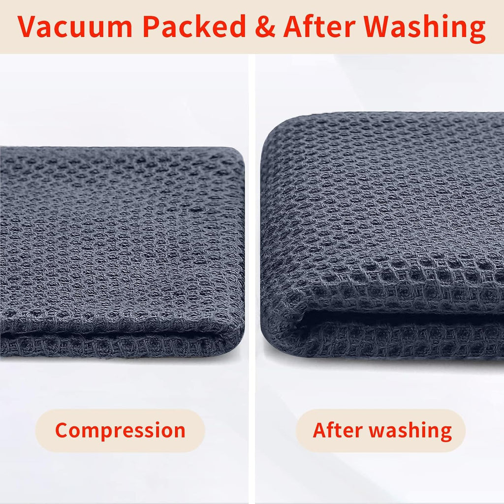 100% Cotton Waffle Weave Kitchen Towels, 10-Pack, Dark Grey | Ultra Soft Absorbent Dish Towels, Quick Drying Cleaning
