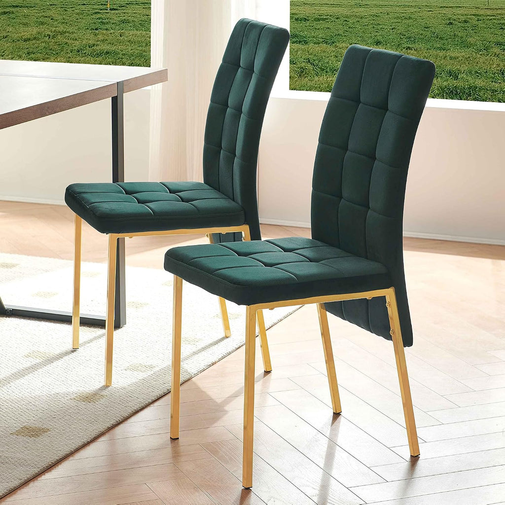 Upholstered Velvet Dining Chairs Classic Kitchen High Back Chairs Set of 4, Featured Dovetail Tufted Side Chairs