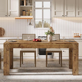 Solid Wood Dining Table for 6, 63-Inch Farmhouse Kitchen Table with Heavy Duty Legs, Rectangular Wood Dinner Table