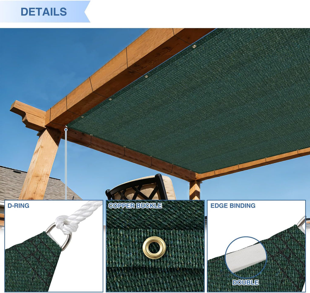 10' x 14' Sun Shade Sail Straight Edge Rectangle Canopy Shade Cover with D-Ring Grommets UV Block for Outdoor Pergola