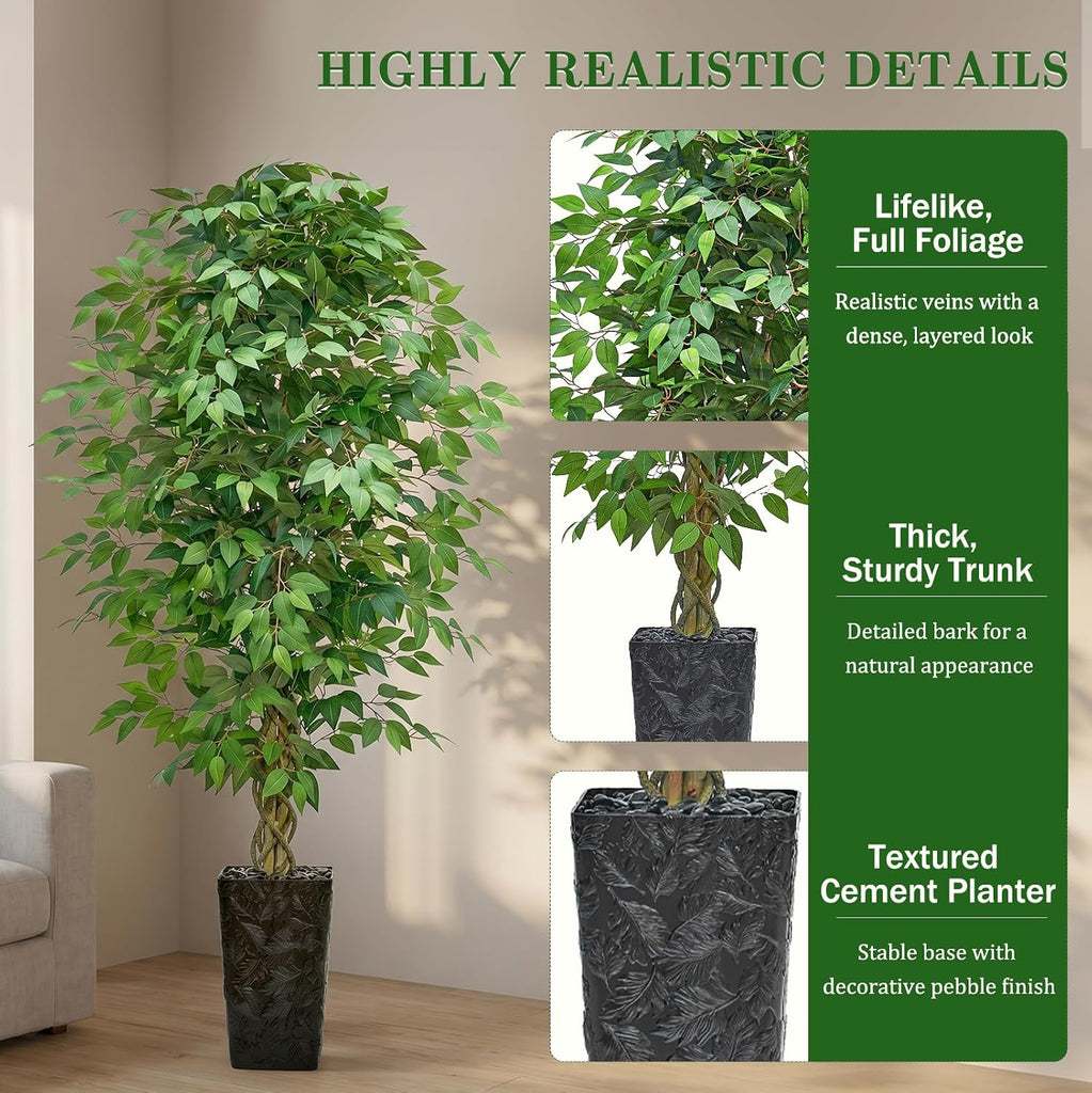 6FT Artificial Ficus Tree, Tall Fake Tree