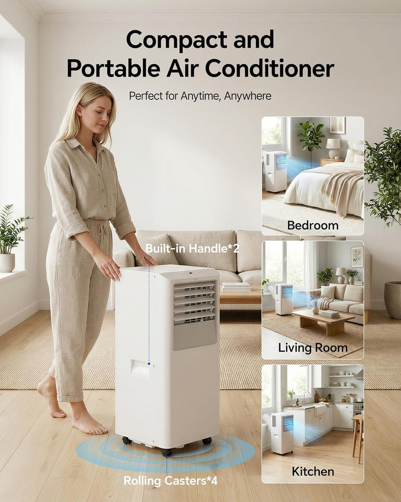 10,000 BTU Portable Air Conditioner - Cools Up to 450 Sq. Ft., 5-in-1 Portable AC Unit for Rooms with Remote Control