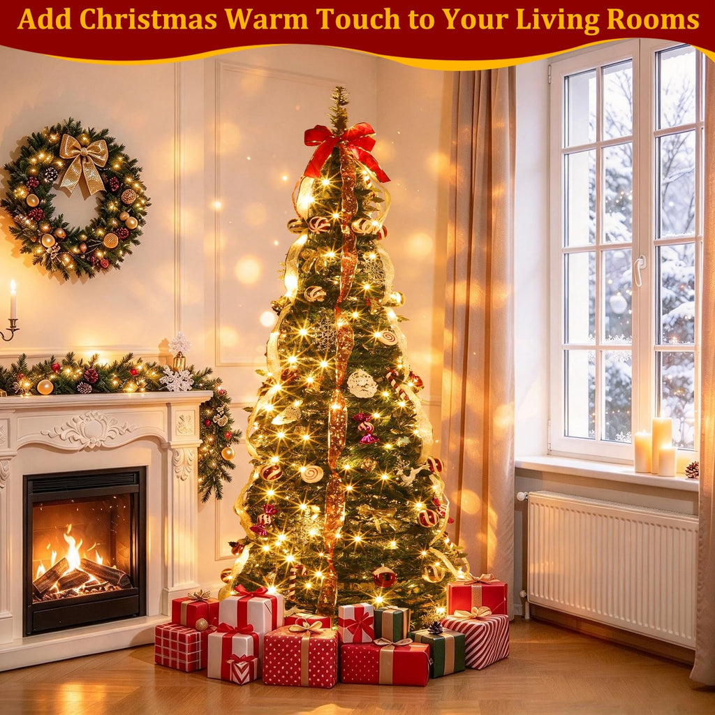 6 FT Prelit Pop Up, Dual Color Changing Lights Timer 8 Modes