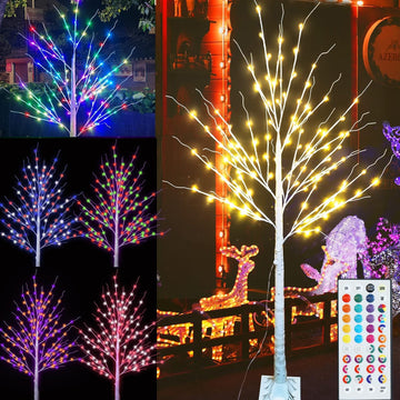 RGB Lighted Birch Tree, 5 to 7 ft, 35 Colors Light Up Christmas Tree