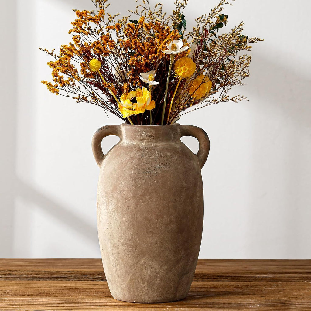 Brown Ceramic Vase-Boho Decorative Vase,Terracotta Tall Vases Decorative Pottery are Suitable